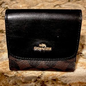 Small Coach Black and Brown Wallet